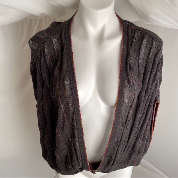 Anthropologie Moth dark gray multicolor knit sleeveless cardigan M - Picture 7 of 8